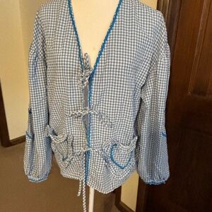 Stylish Blue Checkered Women's Blouse